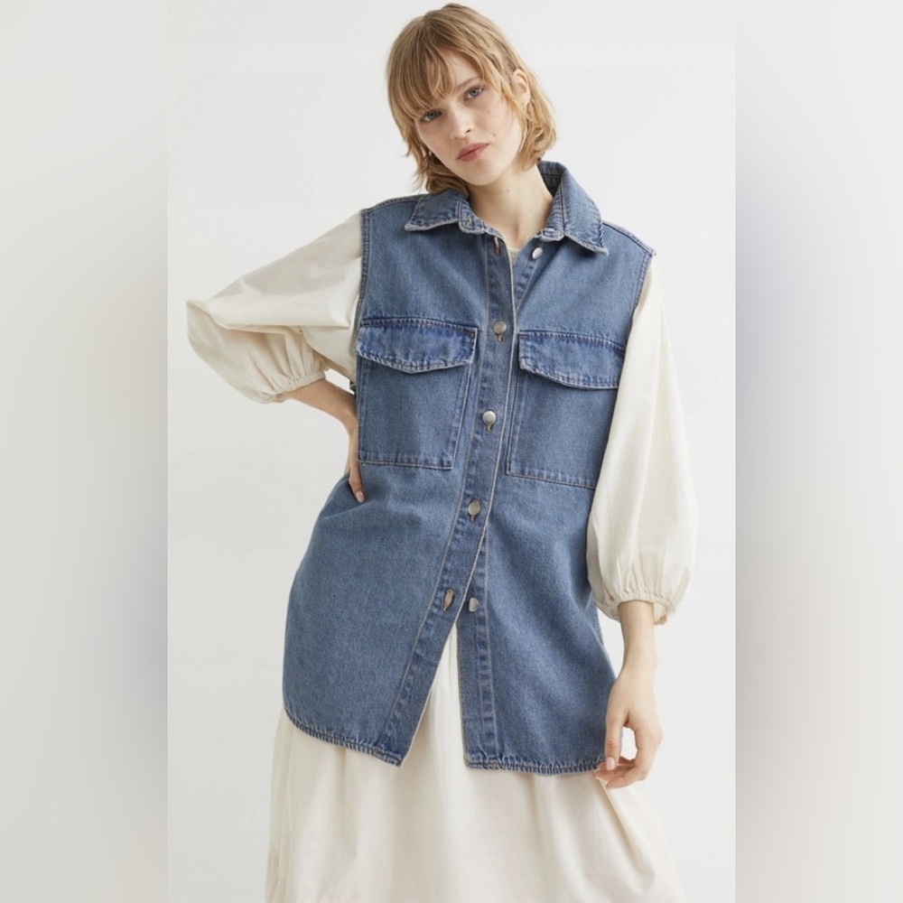 H&M Oversized Blue Denim Vest